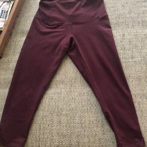 Zella burgundy high waist crop leggings size M